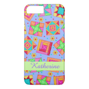 Lavender Patchwork Quilt Art Name Personalized iPhone 8 Plus/7 Plus Case