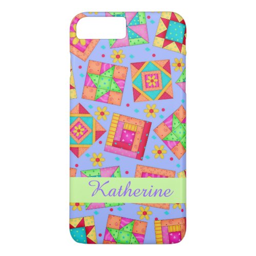 Lavender Patchwork Quilt Art Name Personalized iPhone 8 Plus7 Plus Case