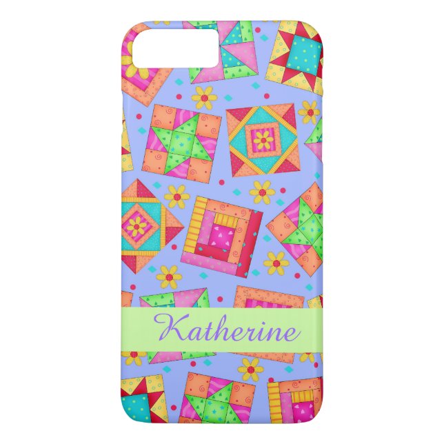 Lavender Patchwork Quilt Art Name Personalized Case-Mate iPhone Case (Back)