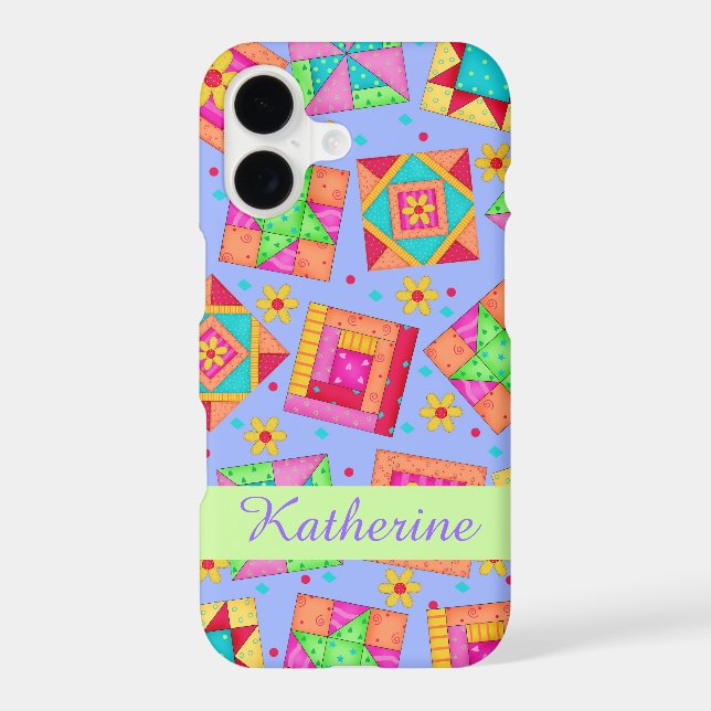 Lavender Patchwork Quilt Art Name Personalized Iphone Case (Back)