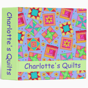 Lavender Patchwork Quilt Name Personalized Album 3 Ring Binder