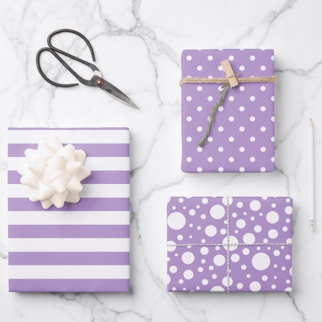 Lavender Patterns Wrapping Paper Sheet Set (Front)