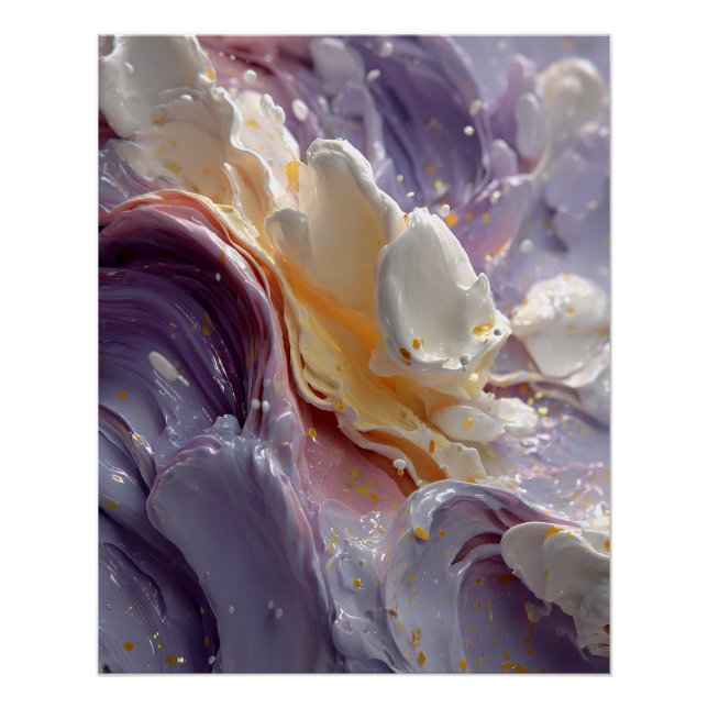 Lavender Peach Cream Fluid Swirl Poster (Front)