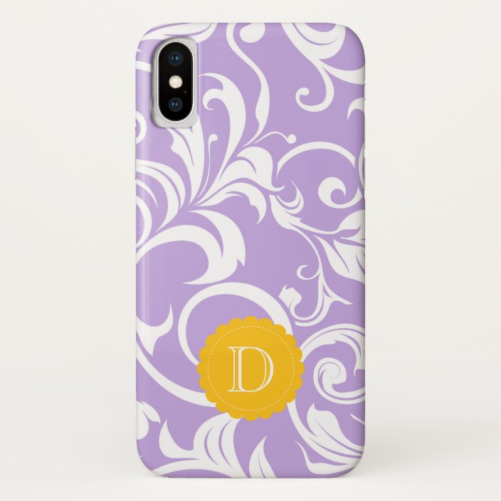 Lavender Peach Floral Wallpaper Custom Monogram Case Mate