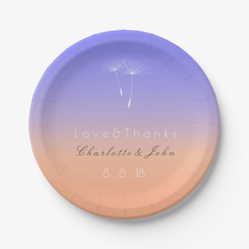 Lavender Peach Pastel Ombre Paper Plate