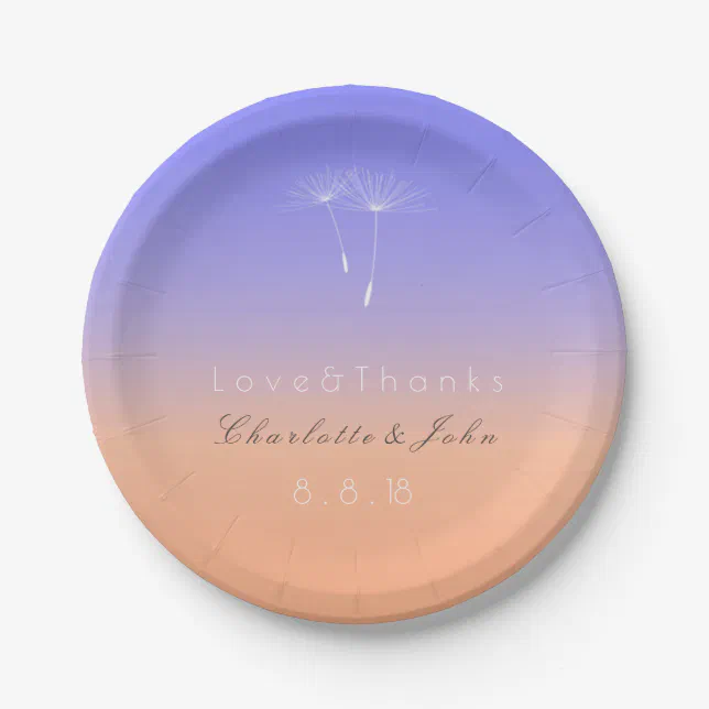 Lavender Peach Pastel Ombre Paper Plate Zazzle