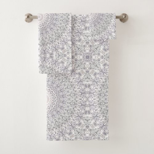 Lavender Peach Sage and White Mandala Design Bath Towel Set