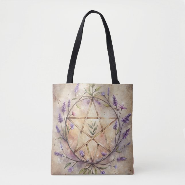 Lavender & Pentacle Tote - Witch’s Garden Dreams (Front)