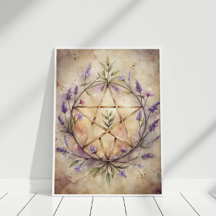 Lavender Pentacle Wall Art - Soft Witch Home Decor