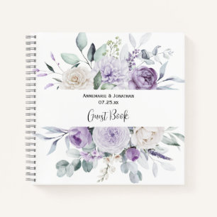 Lavender Peonies and White Roses Wedding Guest Boo Notebook