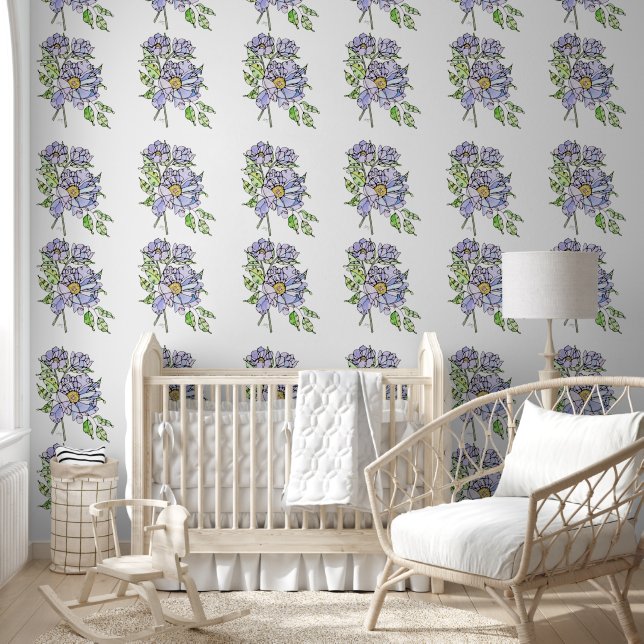Lavender Peonies - Peel & Stick Wallpaper (Kids)