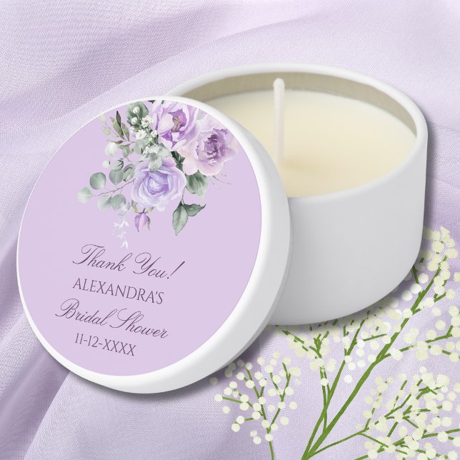 Lavender Peony Floral Bridal Shower Thank You Mini Candle Favors (Creator Uploaded)