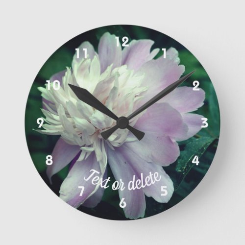 Lavender Peony Flower In Bloom Personalized Round Clock