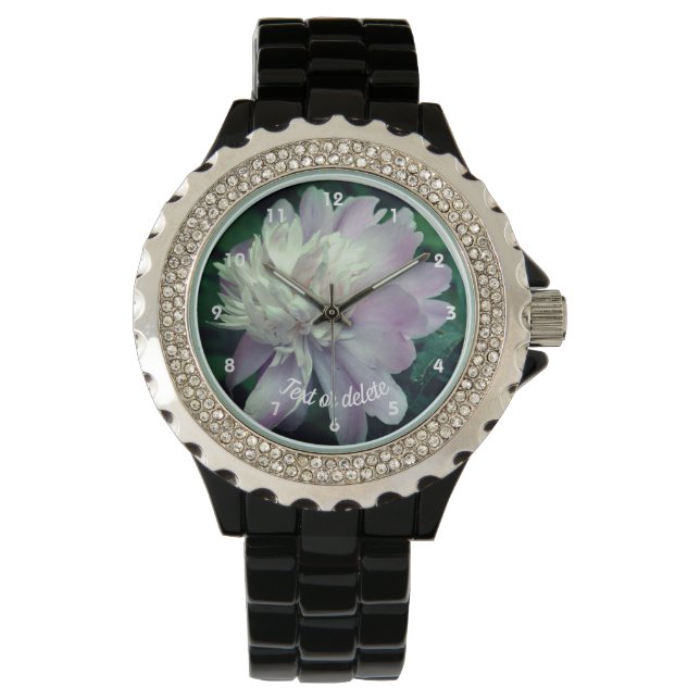 Lavender Peony Flower In Bloom Personalized  Watch (Front)