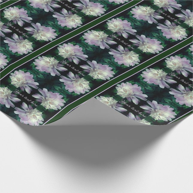 Lavender Peony Flower In Bloom Personalized Wrapping Paper (Corner)