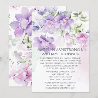 Lavender Peony Reception Only Invitation