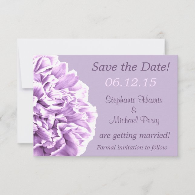 Lavender Peony Save the Date Wedding (Front)