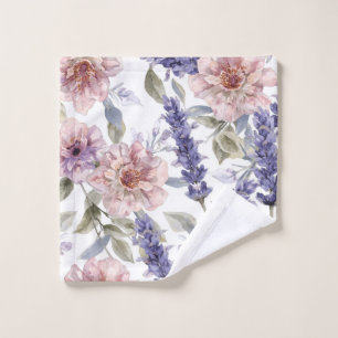 Lavender Peony Watercolor Floral Garden  Wash Cloth