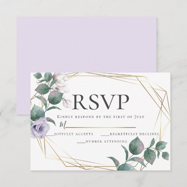 Lavender Peony Wedding RSVP Botanical Invitation (Front/Back)