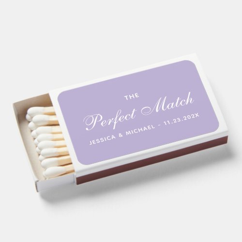 Lavender Perfect Wedding Favors Calligraphy Purple Matchboxes