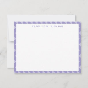 Lavender Periwinkle Geometric Border Custom Name Note Card