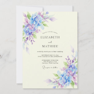 Lavender Periwinkle Hydrangea Eucalyptus Wedding Invitation