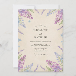 Lavender Periwinkle Watercolor Wedding Invitation