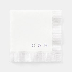 Lavender Personalized Initials Coined Wedding Napkins