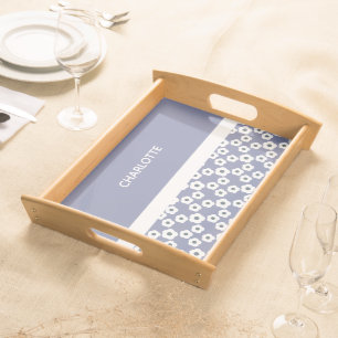 Lavender Personalized Modern Retro Floral Patterns Serving Tray