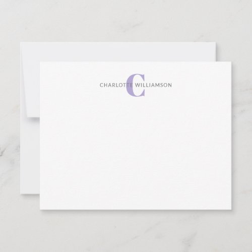 Lavender Personalized Monogrammed Stationery Note Card