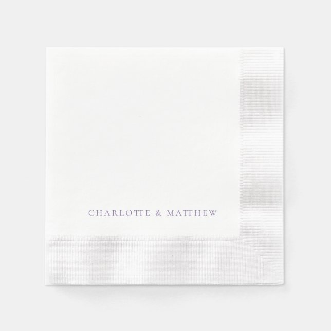 Lavender Personalized Names Wedding Napkins (Front)