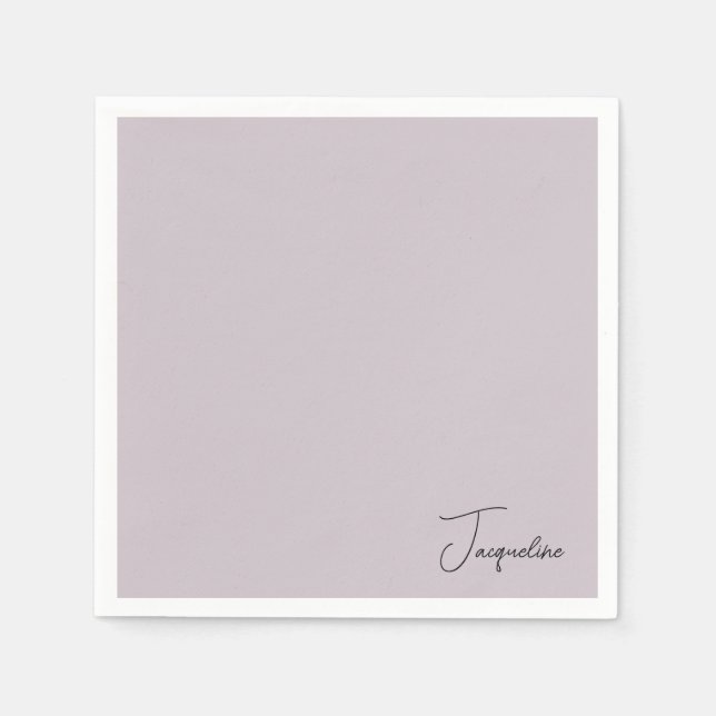 Lavender Personalized Script Name Shower Cocktail Napkins (Front)