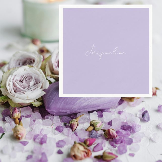 Lavender Personalized Script Shower Cocktail  Napkins (Creator Uploaded)