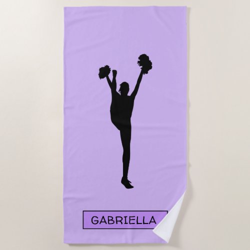 Lavender Personalized Silhouette Cheerleader Beach Towel