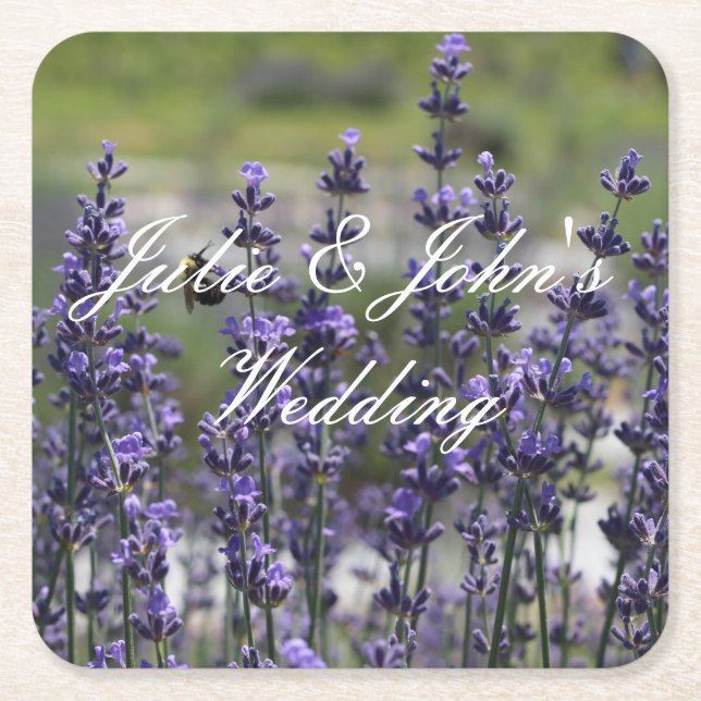Lavender Personalized Wedding Favor Coasters (Front)