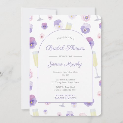 Lavender Petals And Prosecco Bridal Shower Party Invitation