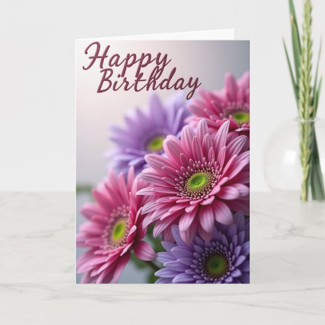 Lavender Petals Birthday Card (Front)