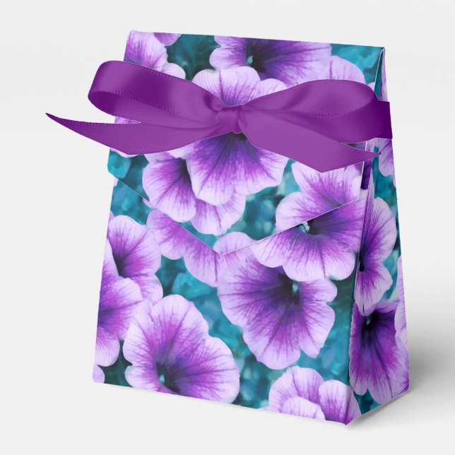Lavender Petunia Flowers Favor Boxes (Front Side)