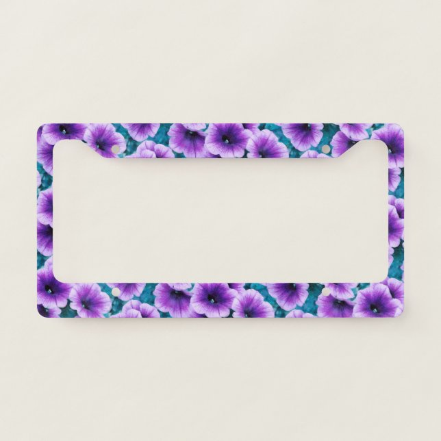 Lavender Petunia Flowers License Plate Frame (Front)