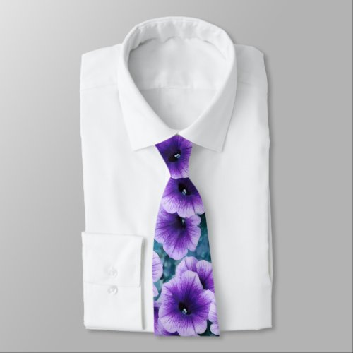 Lavender Petunia Flowers  Neck Tie