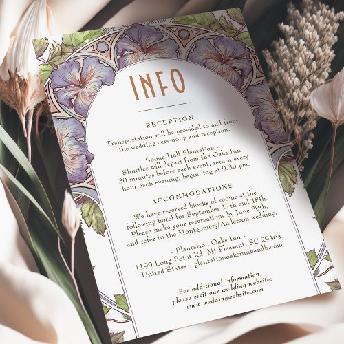 Lavender Petunia Wedding INFO Vintage Art Nouveau Invitation