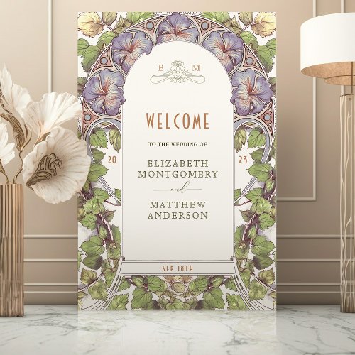 Lavender Petunias Welcome Sign Wedding Vintage