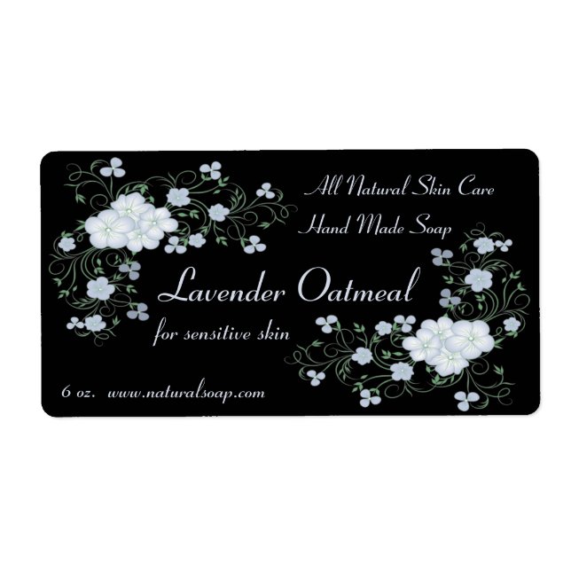 Lavender Phlox Blossoms and Vines Handmade Soap Label (Front)