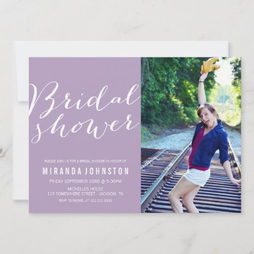 Lavender Photo Bridal Shower Invitations