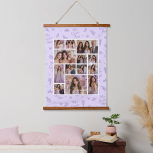 Lavender Photo Collage Keepsake Quinceanera Hanging Tapestry
