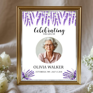 Lavender Photo Funeral Memorial Sign
