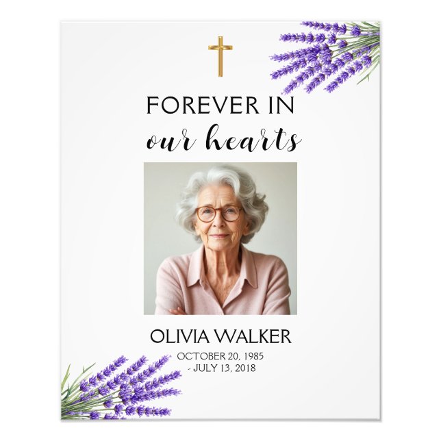 Lavender Photo Funeral Welcome Sign (Front)