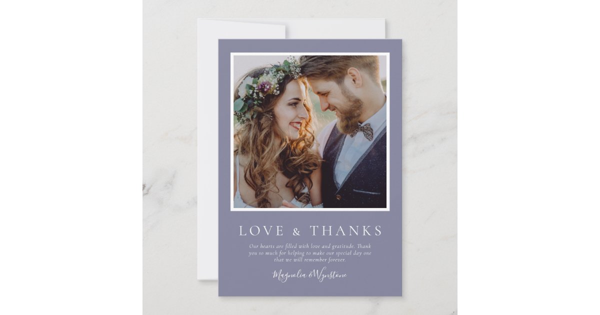 Lavender Photo Love & Thanks Wedding Thank You Card | Zazzle