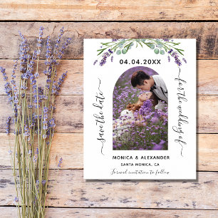 Lavender photo QR budget wedding Save the Date Flyer
