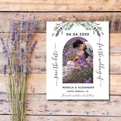 Lavender photo qr code wedding Save the Date